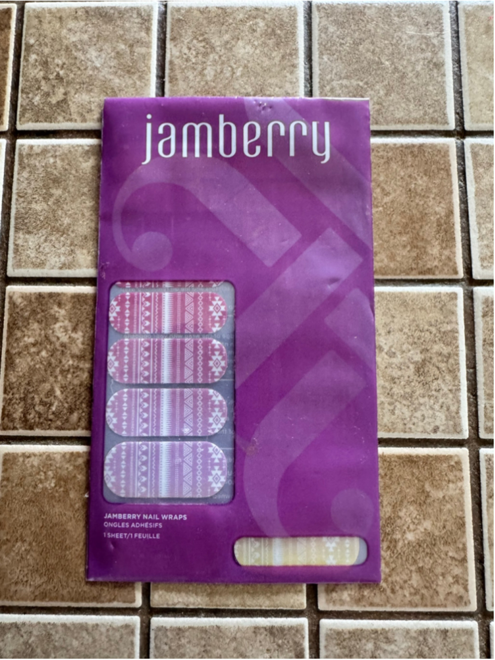 Women's Jamberry Nail Wraps One Size Pink White Patterned